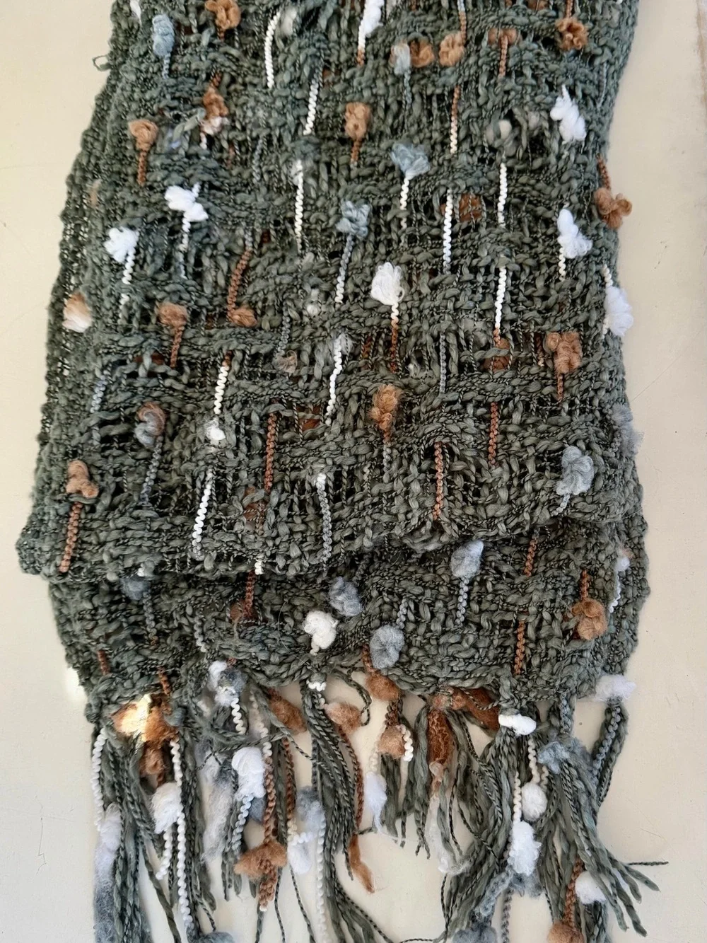 Knit Fringe Scarf in Grey